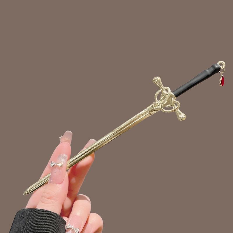 DIY Creative Chinese Style Hairpin Punk Sword Shape Hair Fork Fashion Hair Accessory for Women Cosplay Hanfu Party Wear