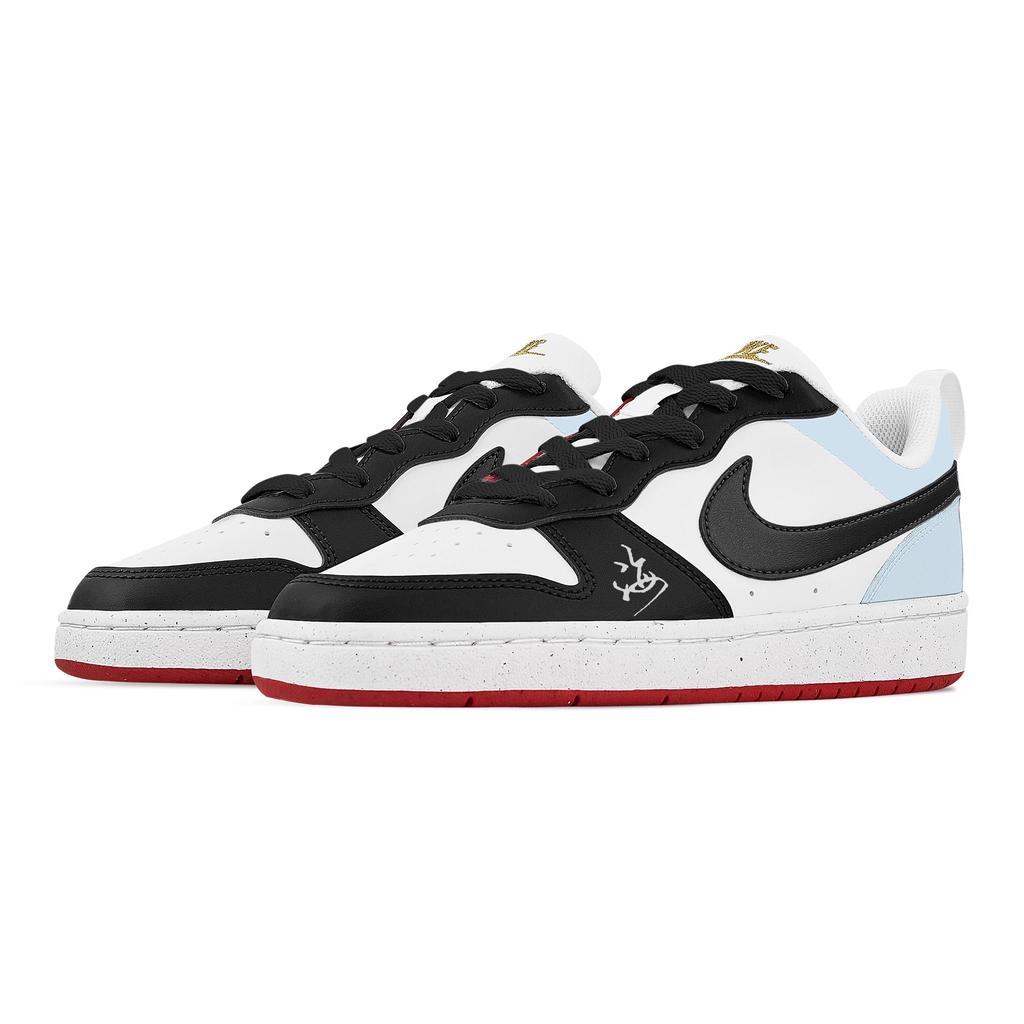Nike Court Borough Ocean, Heart Box Abrasion Resistant Slip Resistant Low top Skateboard Shoes Unisex Black White Blue DV5456-137(Team529--)