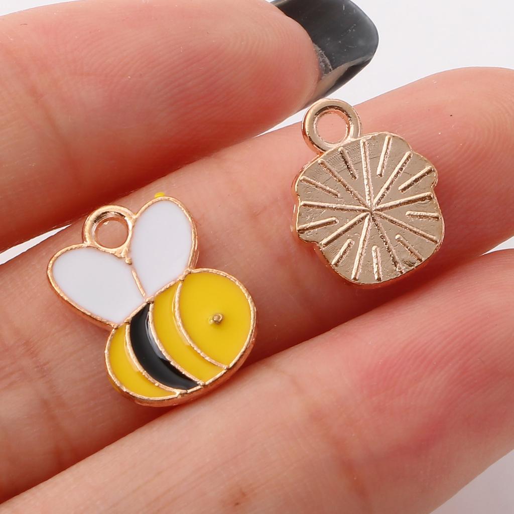 Cute Cartoon Insect Honey Jar Bee Charms Multicolor Enamel Gold Color Pendants Diy Making Necklace Bracelets Jewelry,10pcs
