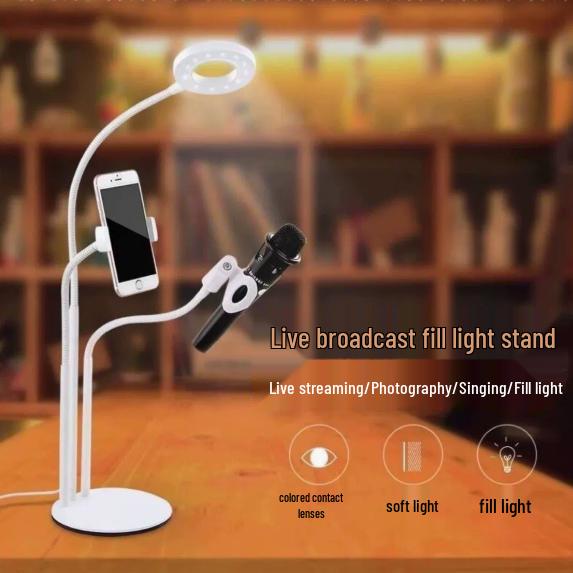Luce LED di riempimento da 3,5" con clip USB e supporto per telefono regolabile per selfie e live streaming.