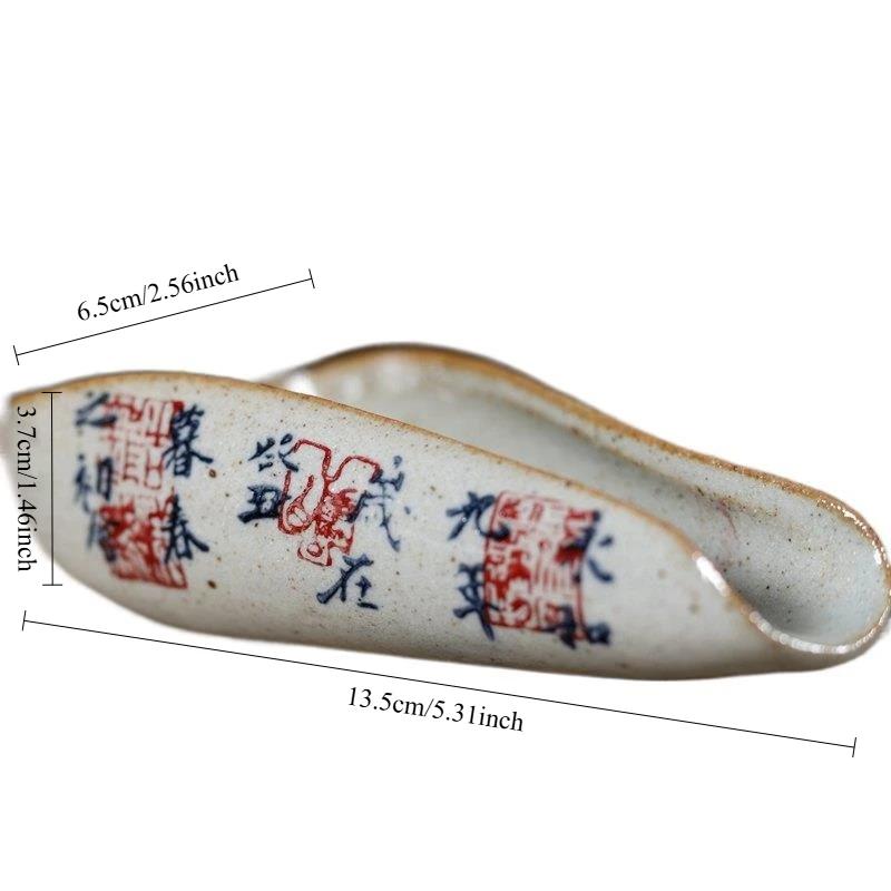 Chinese Style Calligraphy Tea Holder Tea Appreciation Plate Tea Dividing Spoon Hand - Painted Tea Scoop Tea Ceremony Tea Measure