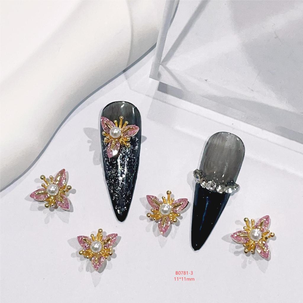 Water Drop & Pearl Stamen Design Nail Bow with Zircon Jewelry - 43 Piece Set