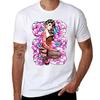 Tattooed Pin Up Girl With Roses Tshirt Soft Durable Cotton Tshirt