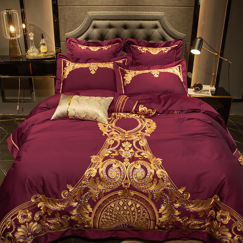 4/6pcs Duvet Cover 100% Egyptian cotton Luxury embroidery housse de couette for bedroom Pure Cotton Bed Cover King