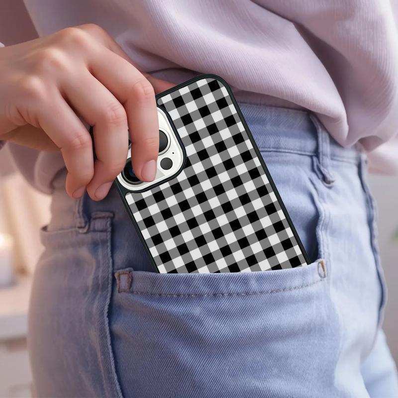 Pastel Gingham Phone Case For iPhone 17 Air 15 16e 14 13 Pro Max Coque 12 11 Pro Max PLUS Cover