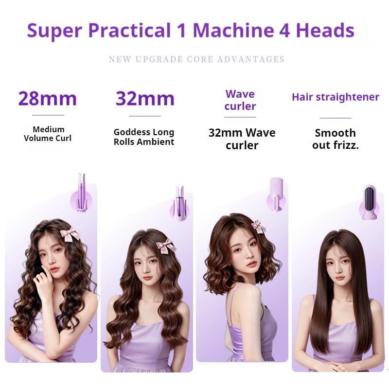 Auto Rotating Hair Curler 4 In 1 Styler 32Mm Curling Wand With Negative Ion For Waves Straightening
