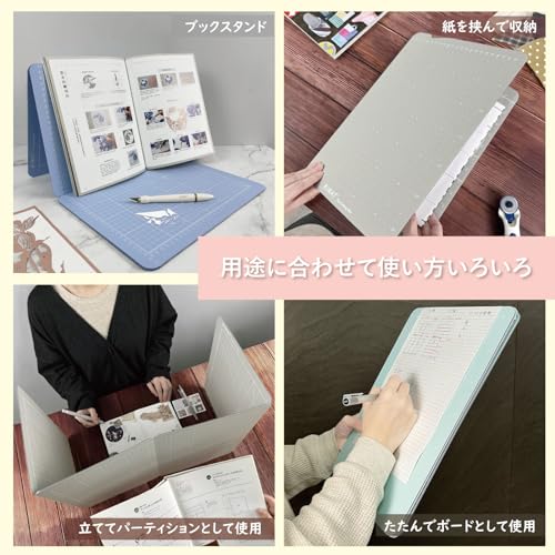 iMAT Flip Cutting Mat, M Type, Double-Sided, TPE, Foldable, Light Gray