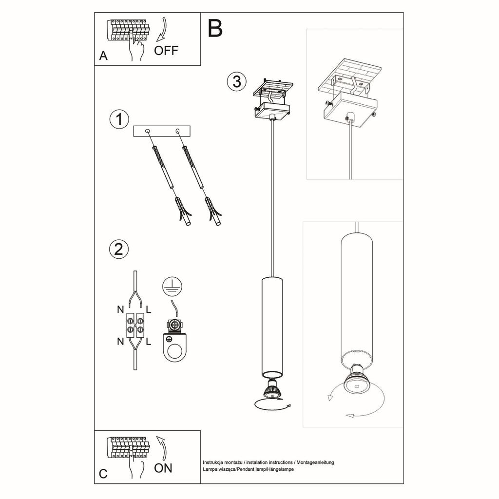 Lampa Wisząca Lagos 1 Gu10 Biały Sollux Sl.0323