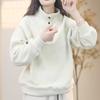 Double-Sided Fleece Autumn/Winter Warm Half-High Collar Sweatshirt: Casual, Versatile, Slimming, Loose, Plus-Size Solid Color Top.