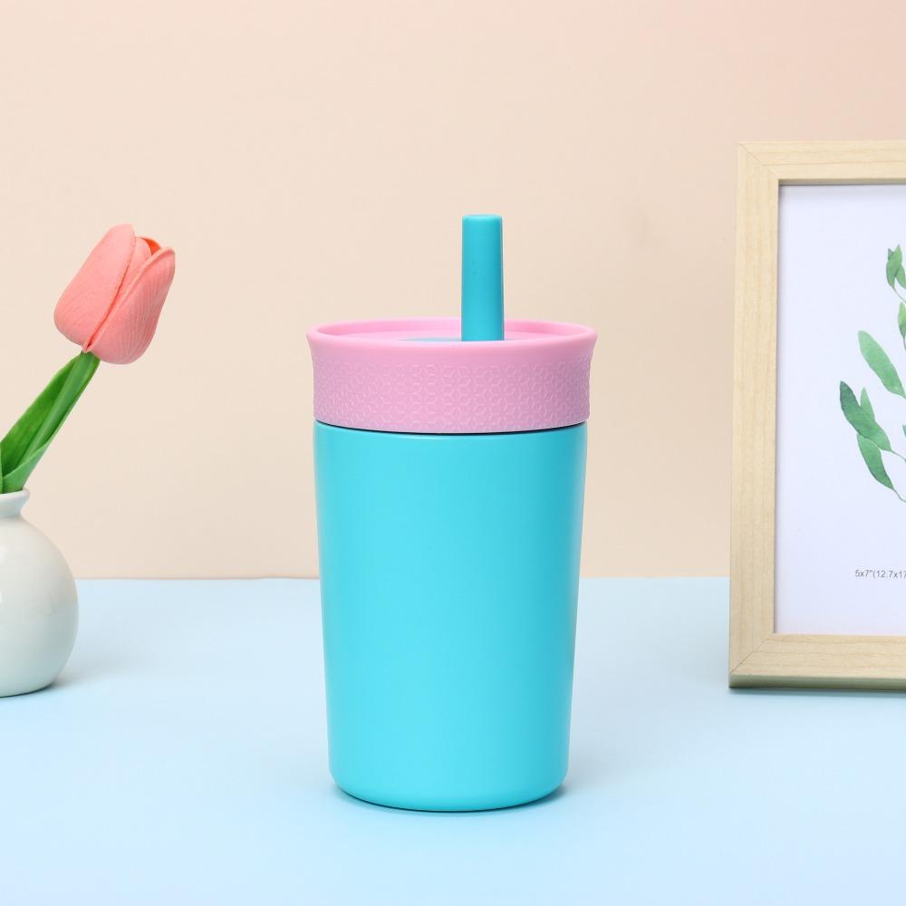 12oz Thermal Coffee Cup with Straw Thermos Bottle Children's Cup Thermal Mug  Car