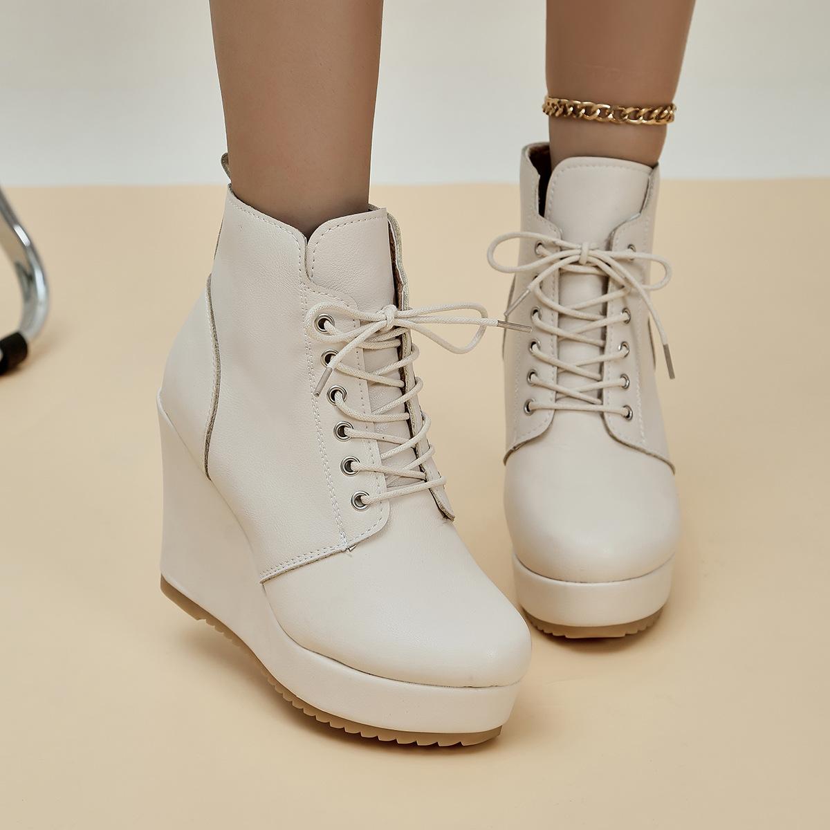 

Модні європейські та американські черевики на короткому підборі Poe для жінок 2024 осінь нова колекція темпераментні жіночі туфлі черевики на платформі Zapatos 37 білий