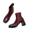 Foreign trade French square head thick heel short boots 2024 new retro fashion thin boots short small single boots