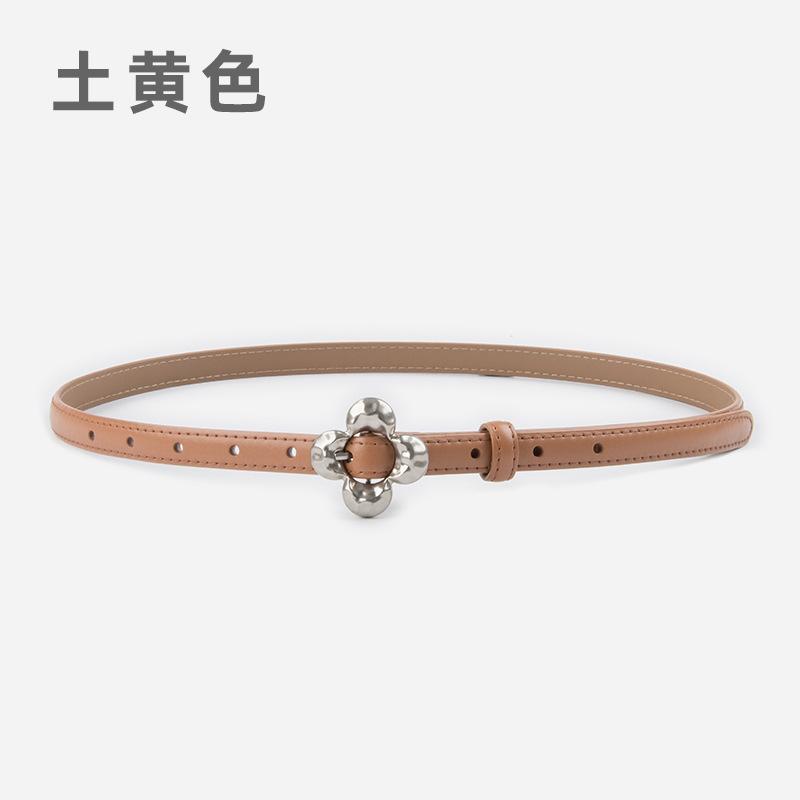 Flower Pin Buckle Leather Women'S Thin Belt Cowhide Women'S Jeans Casual Pants Women'S Belt