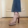Women's Retro Peep-Toe Single-Strap Sandals: Waterproof Platform Chunky High Heels