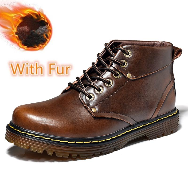 

Самые продаваемые зимние и весенние мужские ботинки на шнуровке, износостойкие туфли на платформе для взрослых, кожаные ботильоны, мужские универсальные модные повседневные ботинки 43