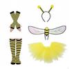Ensemble de Costume d'Abeille 5 Pièces Jupe Légère en Tulle Abeille Mignonne et Attaches d'Ailes pour