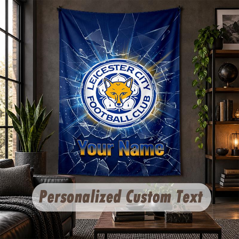 Personalized Wall Tapestry,Leicester City Custom Text, Soft Fabric Wall Art For Indoor Decoration
