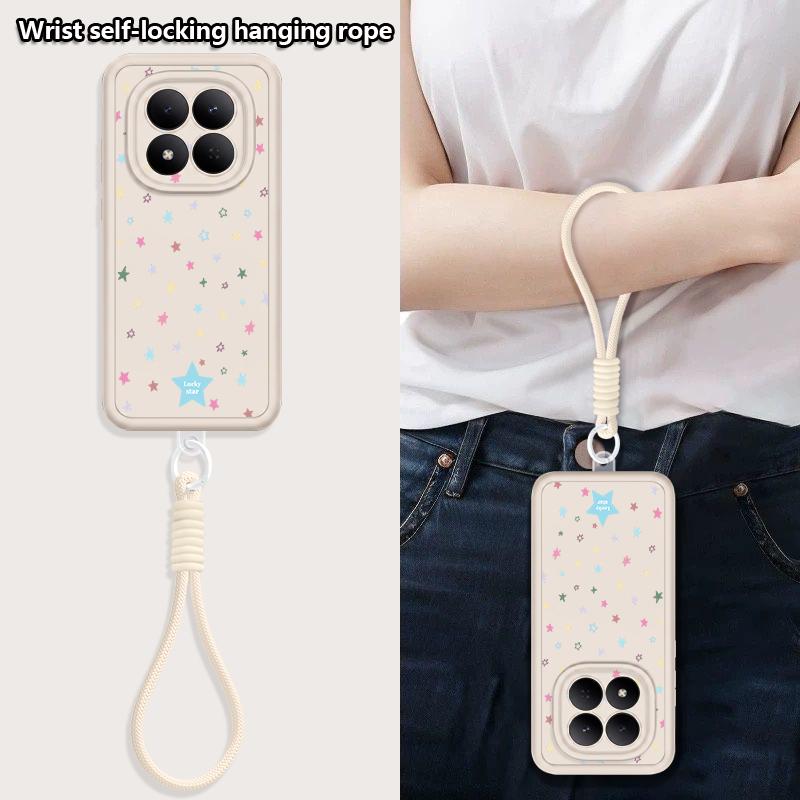 Colorful Stars Print Lanyard Case For Xiaomi 14T 13T Pro Redmi Note 15 Pro 4G 14 13 Pro+ 5G Shockproof Bumper Soft Cover