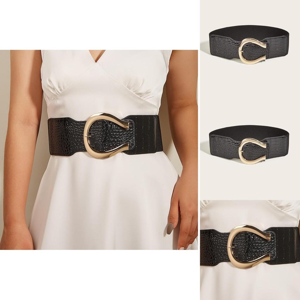 Fashion Gold Buckle Decoration Casual Wide Waist Belt For Fashionable Women