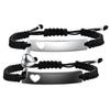 Polished Engravable Heart Cutout Hand-Woven Magnetic Clasp Couple Bracelet