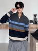 Men's Trendy Loose Half-Zip Knit Pullover for Fall and Winter