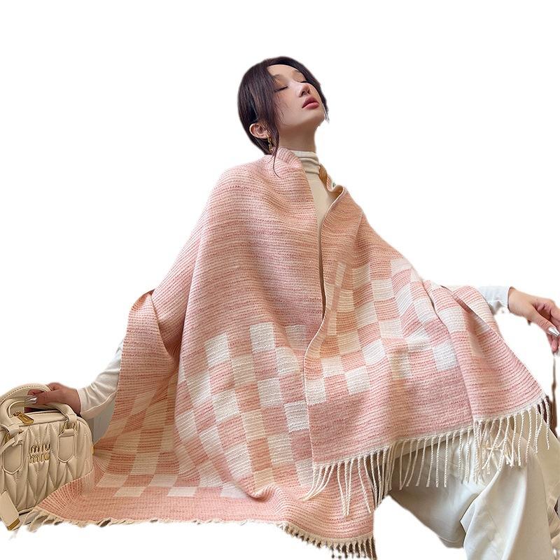 New Simple Imitation Cashmere Scarf for Women Gentle and Comfortable Korean Style Scarf  Small Fragrance Warm and Long Beard Shawl
