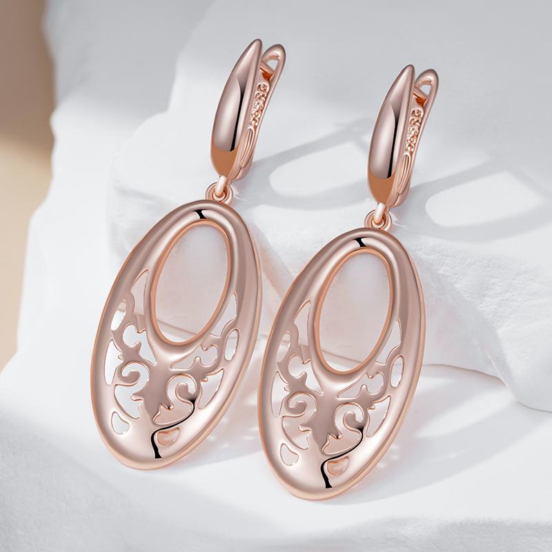 Unique Flower Ethnic Bridal Pendant Earrings For Women Fashion Rose Gold High Quality Daily Fine Boho Jewelry