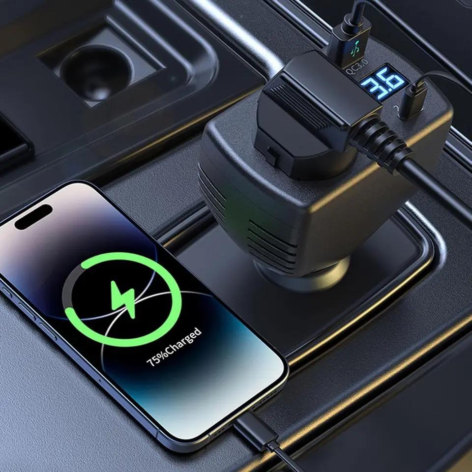 150W Digital Display Car Charger Car Inverter 12V 24V to 220V Car Truck Universal Mobile Phone Fast Charging Car Charger