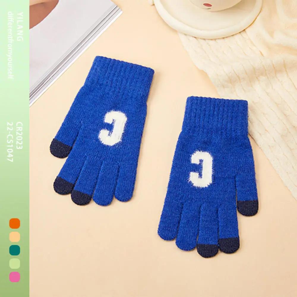 Winter Touch Screen Gloves Women Men Warm Stretch Knit Mittens Imitation Wool Full Finger Guantes Female Crochet Thicken