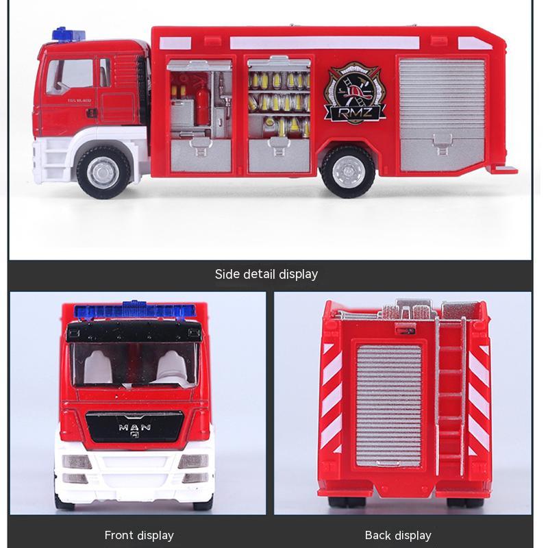1/64 Vehicul de inginerie pentru om din aliaj de simulare pentru copii, camion de pompieri, vehicul de transport, jucării rafinate turnate sub presiune, cadou educațional de Crăciun