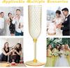 24 Pack Amber Plastic Champagne Flutes, 5.5 Oz Disposable Stemmed Glasses for Wedding & Toasting