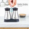 2pcs Glass Spice Bottle Adjustable Refillable Salt and Pepper Shakers with Shelf Spice Dispenser Pour Holes Kitchen Gadget