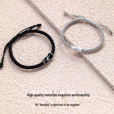 Bracelets Couple Bambou Argent Sterling - Ensemble Assorti Fait Main pour Petite Amie, Cadeau de Noël Parfait