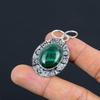 925 Silver Oval Natural Malachite Handcrafted Heart Chakra Bezel Pendant Jewelry