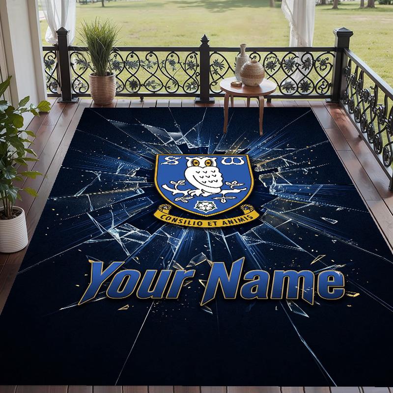 Χαλί με Εκτύπωση Προσαρμοσμένου Κειμένου Sheffield Wednesday FC Αντιολισθητικό Χαλί Δαπέδου Για Διακόσμηση Δωματίου Σπιτιού