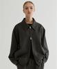 Fromwhere Elastic Hem Zip-Up Bomber Jacket Charcoal Gray