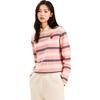 Anta X Cute Town Collaboration Life Series Polo Neck Striped Color Block Loose Long Sleeve T-Shirt Women Tops 162548404-1