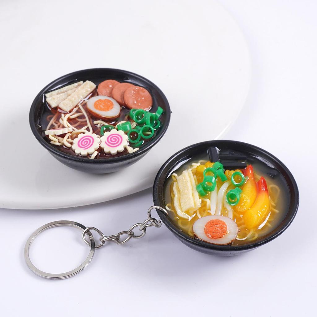 Japanese Ramen Keychain: Large Seafood Noodle Bowl Pendant and Claw Machine Toy