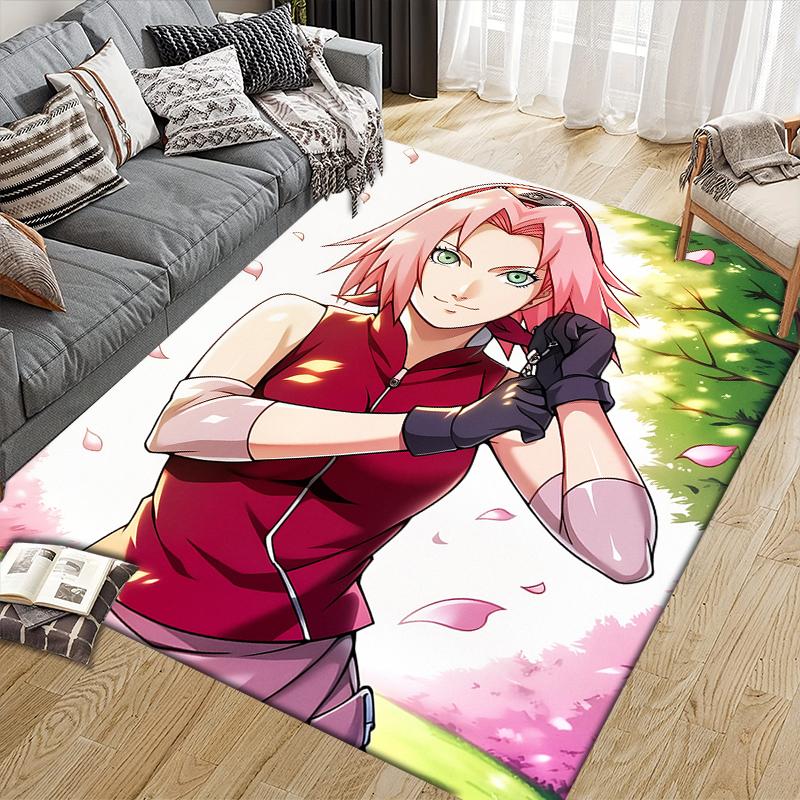 Naruto Haruno Sakura Anime Square Area Rug, Non-Slip Floor Mat for Home Decor, Perfect Gift for Sakura Fans.chl