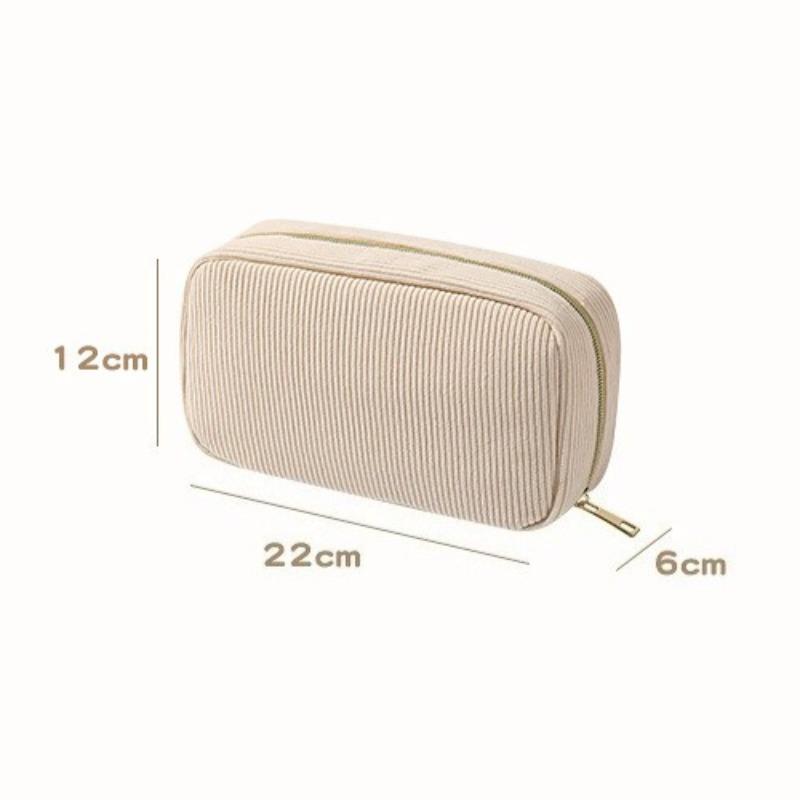 1pcs Minimalist Corduroy Makeup Bag Portable Clutch Large Capacity Travel Cosmetic Storage Bag Toiletry Pouch