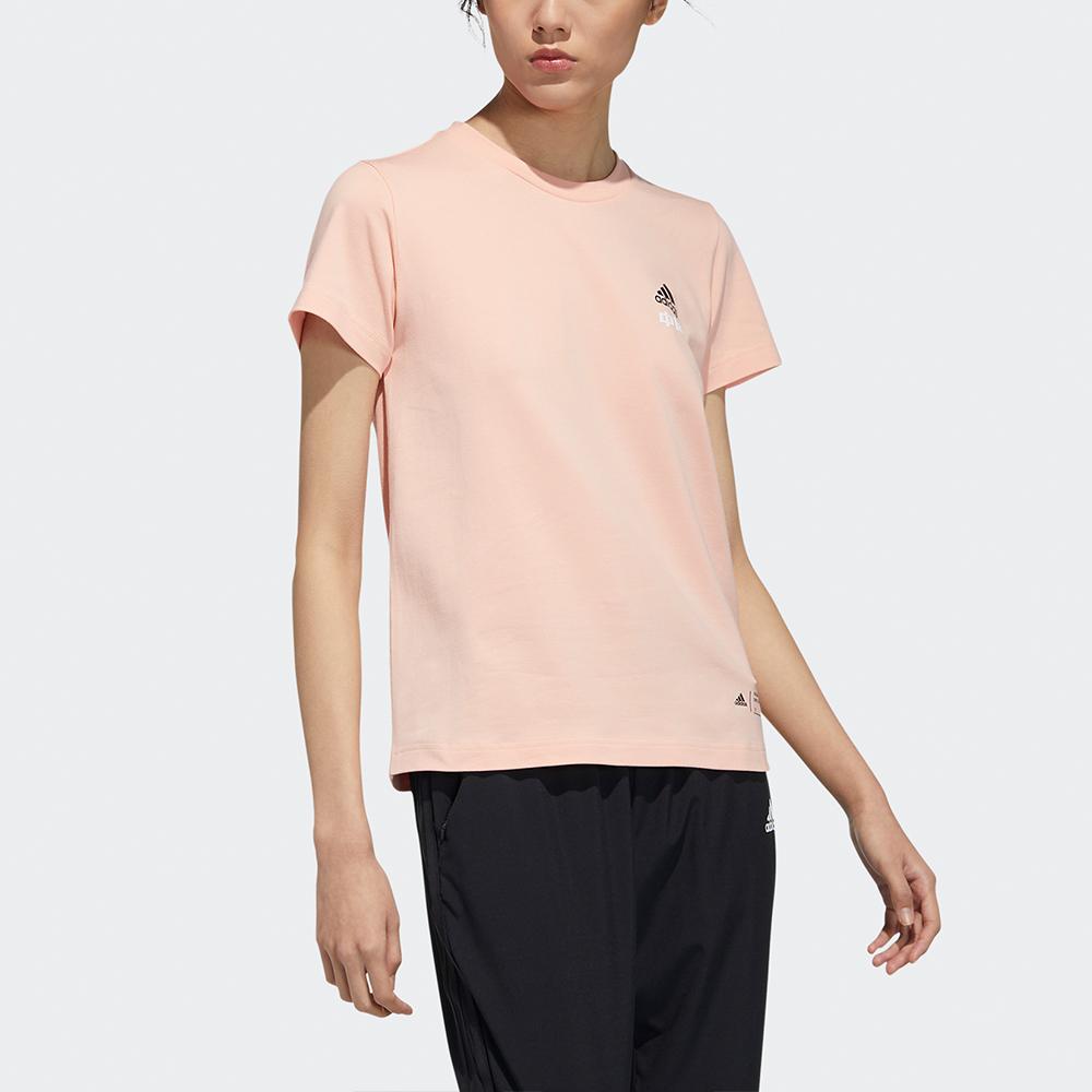 Adidas China Tee W 2 Panda Print Round Neck Sports Short Sleeve T-Shirt Women Tops Bright-Pink GP1851
