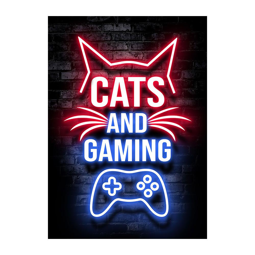 Neon Gaming Gamer Wandkunst Poster Drucke Gamer Leinwandmalerei Leinwandbild für Kinder Jungenzimmer Dekoration Spielzimmer Cuadros