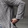 Men Overcoat Plaid Medium Length Turndown Collar Windbreaker British Style Coldproof Single Breasted Trench Coat Streetwear
