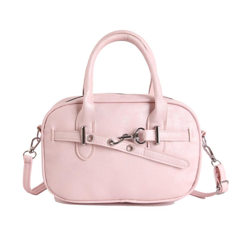 

Retro commuter small square bag women s new texture version casual daily spring portable shoulder messenger bag рожевий