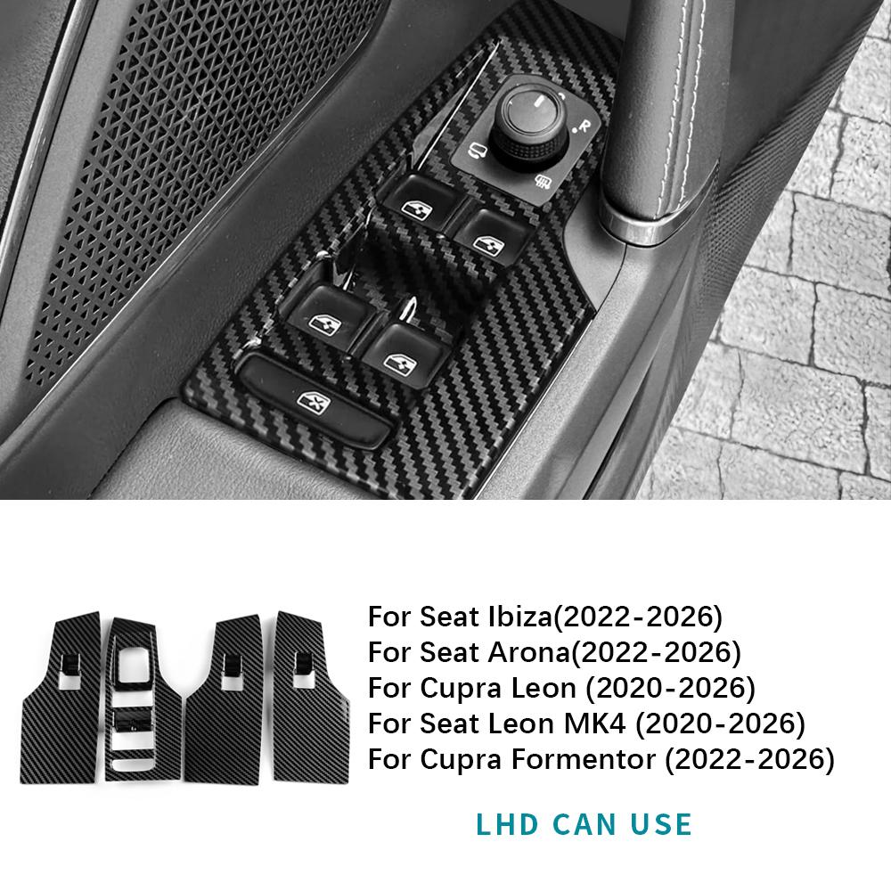 ABS Carbon Fiber For Seat Leon MK4/Cupra Leon/Cupra Formentor 2020-2026 /lbiza/Arona 2025-2026 Car Windows Control Panel Trim