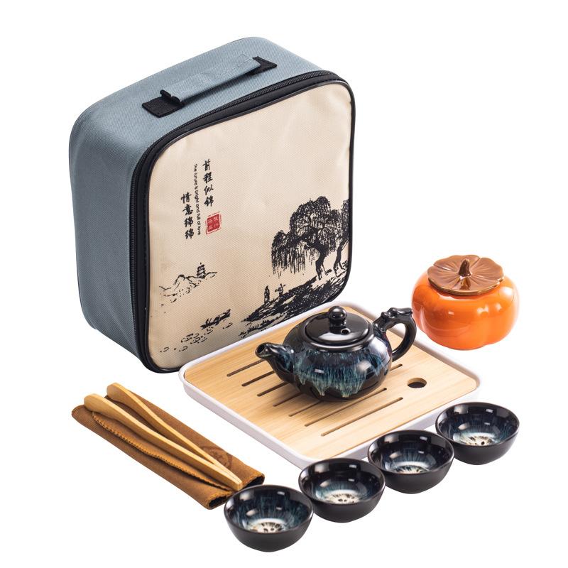 Creative promising future, souvenir gifts, sand gold portable travel tea set, suitable for business and festival gifts