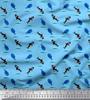 Soimoi Japan Crepe Satin Fabric Waves,Whale & Dolphin Ocean Decor Fabric Printed metre 42 Inch