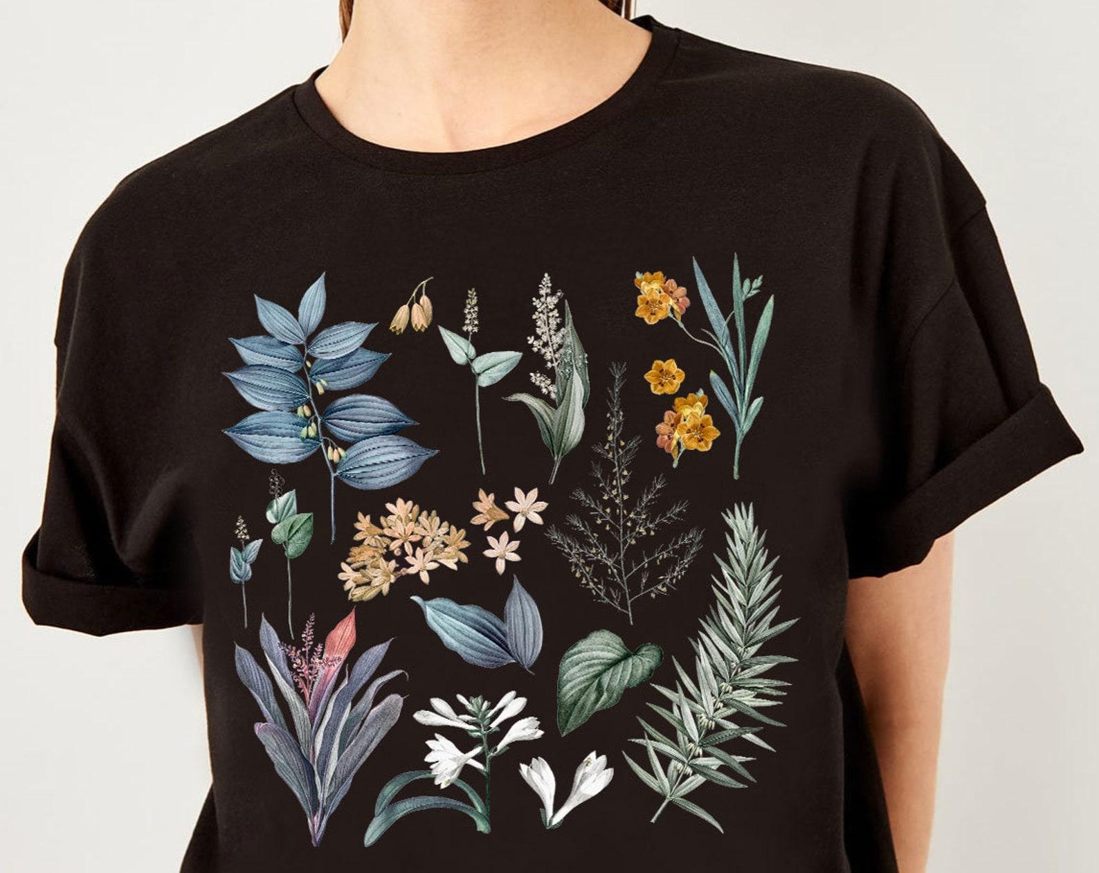Botanical Shirt, Vintage T-shirt, Flower T-Shirt, Vintage Botanical, Botanical Print, Vintage Flower Shirt, Graphic Tshirt, Wildflower, Tee L