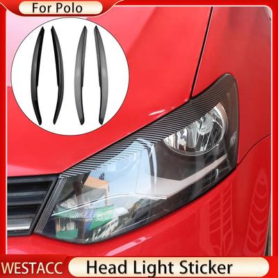 2Pcs Car Head Light Lamp Eyebrow Stickers Cover Trim for Volkswagen VW POLO MK5 2011 2012 2013 2014 2015 Accessories