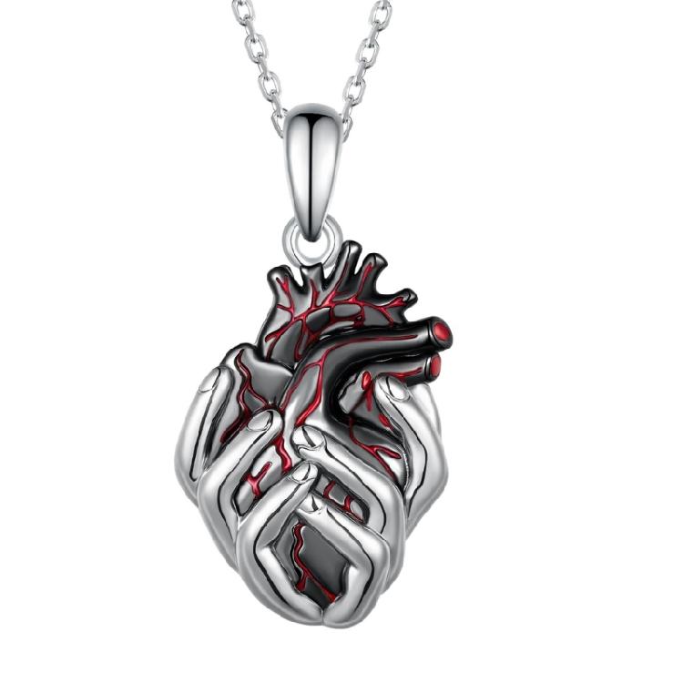 Gothic Vein Heart Shaped Necklace For Men And Women Adjustable Clavicle Chain Zinc Alloy Dark Style Jewelry 1
